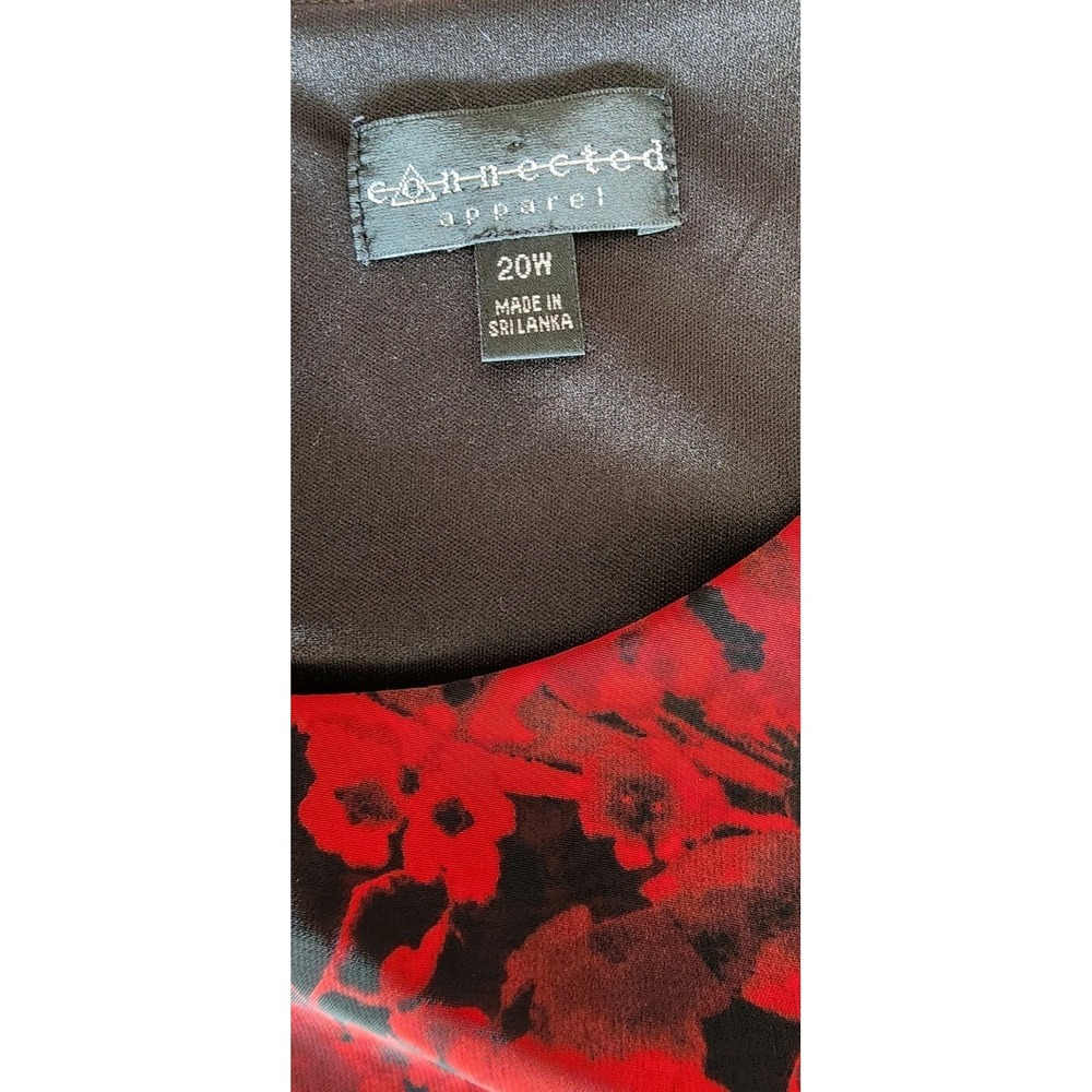 Connected Apparel Sheath Dress Womens 20W‎ Tiered Red Black Floral Career Casual - Picture 6 of 9